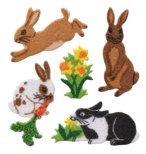 Animals Rabbits Flowers Stickers